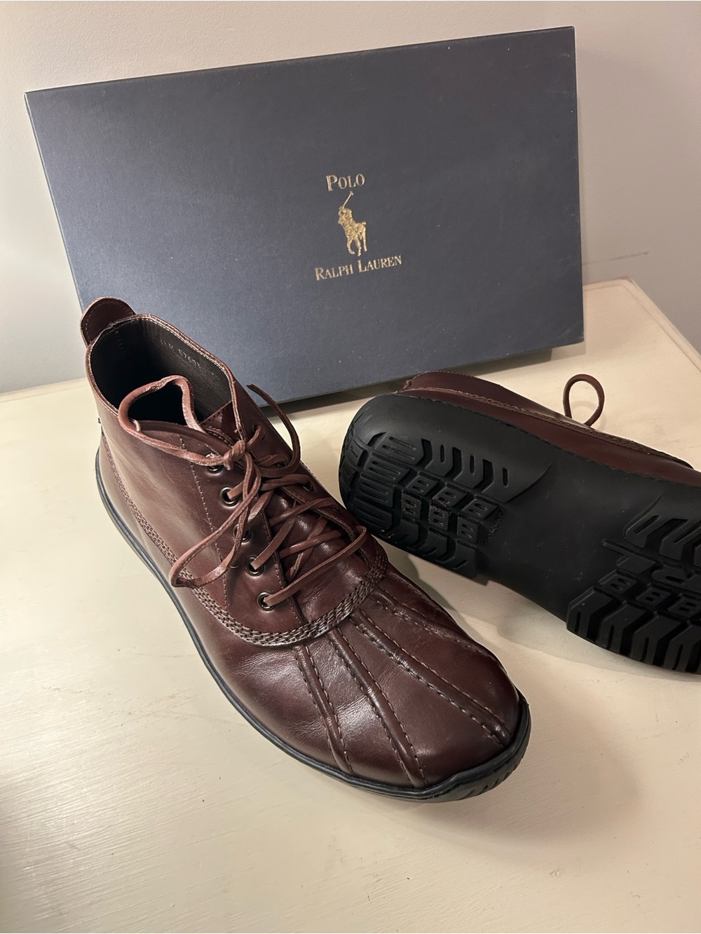 Polo by Ralph Lauren Dark Brown Leather Chukka Duck Boots